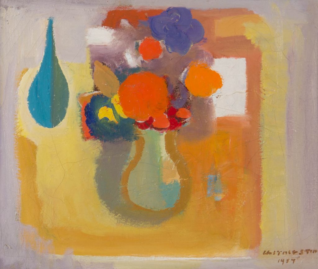 (Flowers and Blue Vase) – Lauraine Diggins Fine Art